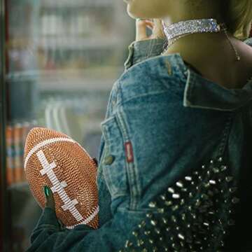 Gripit Football Shaped Rhinestone Clutch Purse for Women