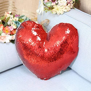 4 Pack Sublimation Blank Pillow Case Covers Heart 18inx14in Reversible Sequin Magic Swipe Pillow Cas...