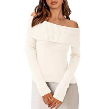 PRETTYGARDEN Women's Trendy Off Shoulder Pullover Sweater for Stylish Fall Evenings