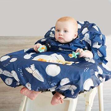Grabease Allover Waterproof Bib for Self-Feeding Infants - Navy, Easy Clean