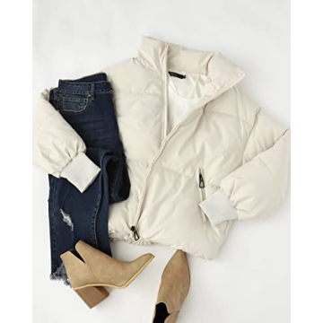 Stylish ZESICA Cropped Puffer Down Jacket for Women