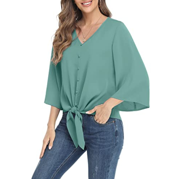 VIISHOW Women's Floral Chiffon Blouse Sexy V-Neck Summer Top