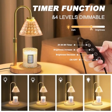 EUAONYA Candle Warmer Lamp with Timer & Adjustable Brightness