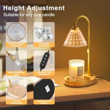 EUAONYA Candle Warmer Lamp with Timer & Adjustable Brightness