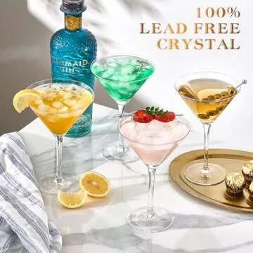 Qipecedm Martini Glasses Set of 4 - Lead-Free Crystal