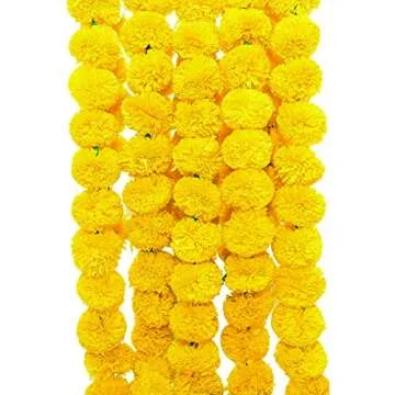 TIED RIBBONS 10 PC Marigold Garland for Decoration | 5 Feet, Yellow | Christmas Decorations | Marigo...