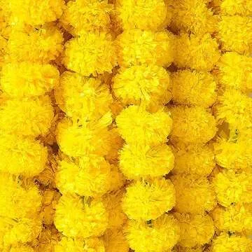 10 PC Marigold Garland for Festivals and Weddings | Yellow Decoration | TIED RIBBONS
