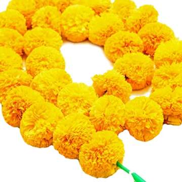 10 PC Marigold Garland for Festivals and Weddings | Yellow Decoration | TIED RIBBONS