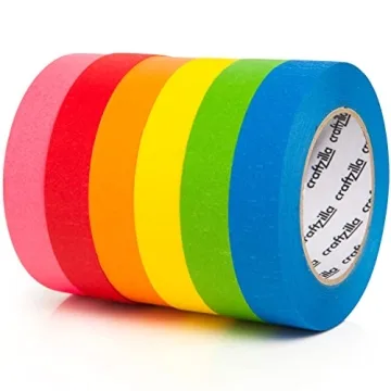 Craftzilla Colored Masking Tape – 6 Color Masking Tape Rolls – 990 Feet x 1 Inch Painters Tape ?...