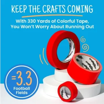 Craftzilla Colored Masking Tape – 6 Color Masking Tape Rolls – 990 Feet x 1 Inch Painters Tape – Colored Painters Tape Assortment – Painter Tape – Craft Tape – Labeling Colorful Masking Tape