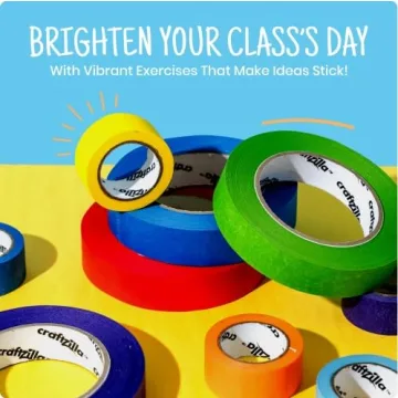 Craftzilla Colored Masking Tape – 6 Color Masking Tape Rolls – 990 Feet x 1 Inch Painters Tape – Colored Painters Tape Assortment – Painter Tape – Craft Tape – Labeling Colorful Masking Tape