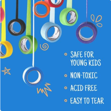 Craftzilla Colored Masking Tape – 6 Color Masking Tape Rolls – 990 Feet x 1 Inch Painters Tape – Colored Painters Tape Assortment – Painter Tape – Craft Tape – Labeling Colorful Masking Tape