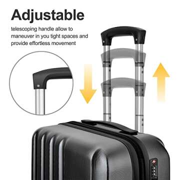 TopZK JZRSuitcase Carry On Luggage ABS+PC Suitcase with Spinner Wheels TSA Lock 20in 24in 28in (black, 20in)