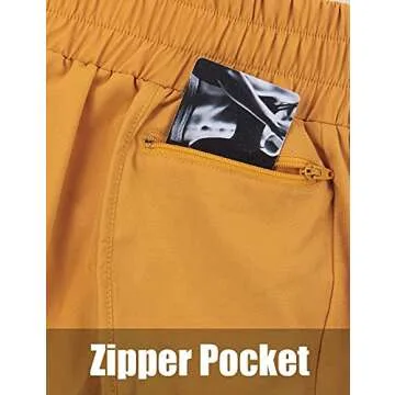 Blooming Jelly Womens Quick-Dry Running Shorts Sport Layer Elastic Waist Active Workout Shorts with Pockets 1.75" (Medium, Mustard)