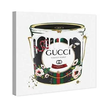 The Oliver Gal Artist Co. Fashion and Glam Wall Art Canvas Prints 'Velvet Marmont Paint Cans Home D?...