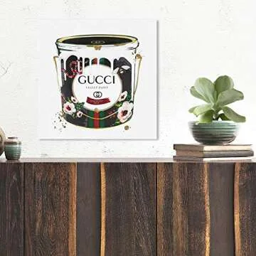 The Oliver Gal Artist Co. Fashion and Glam Wall Art Canvas Prints 'Velvet Marmont Paint Cans Home Décor, 16" x 16" (29768_16x16_CANV_XHD)