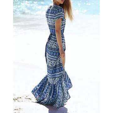 R.Vivimos Womens Summer Long Sleeve Cardigan Sexy Maxi Dresses