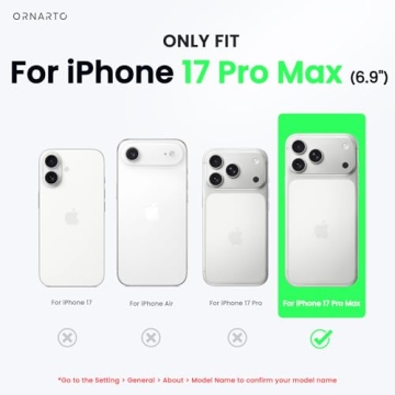 ORNARTO Air Case for iPhone 17 Pro Max Clear | Military-Grade Drop Protection | Camera Control Butto...
