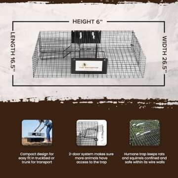 Rugged Ranch Rat Trap, Live Mouse Catch & Release Cage, Ratinator