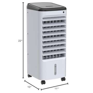 BREEZEWELL 3-IN-1 Evaporative Air Cooler, Portable Air Conditioner Fan/Humidifier with Ice Box, 12H Timer&Remote Control,Ultra-quiet,65° Oscillating Personal Evaporative Cooler for Room Home & Office