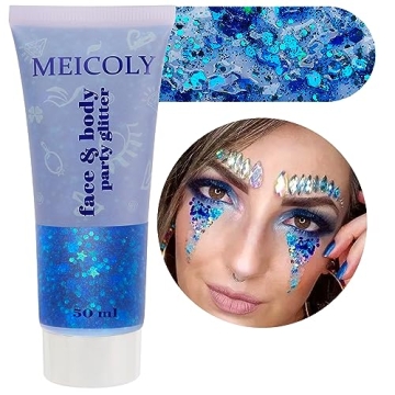MEICOLY Blue Face Body Glitter for Festivals & Raves