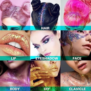 MEICOLY Blue Face Body Glitter for Festivals And Parties