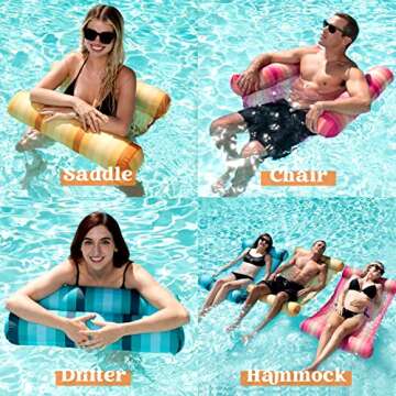 Sloosh 3 Pack 4-in-1 Inflatable Pool Floats Hammock, Water Hammock Lounges, Multi-Purpose Swimming P...