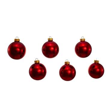 Kurt Adler Shiny Red Glass Ball Ornaments - 6-Piece Set