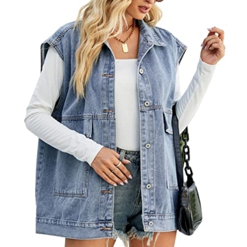 Trendy FindThy Women's Vintage Denim Vest for All Seasons