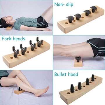 Psoas Muscle Release Tool, Hip Hook, Flexor Muscle Tool, Trigger Point Massager Tool, Deep Tissue, Wood Therapy Massage Tool Adjustable with 20 Massage Heads
