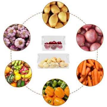 Yomjarl Potato and Onion Storage Bin 2pcs Fruit Basket Storage for Kitchen Countertop Potato and Onion Storage Basket Clear Storage Basket different sizes for Vegatable, Produce