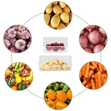 Yomjarl Potato and Onion Storage Bin 2pcs Fruit Basket Storage for Kitchen Countertop Potato and Onion Storage Basket Clear Storage Basket different sizes for Vegatable, Produce