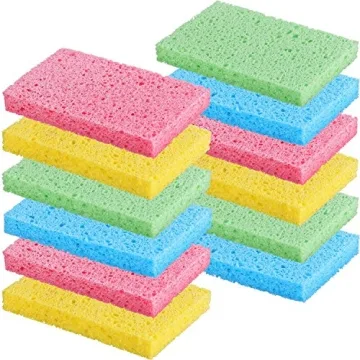 Chuangdi 12 Pcs Non Scratch Cellulose Sponges - Assorted Colors for Easy Cleaning