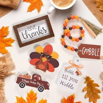 Tiered Tray Decor for Thanksgiving with Turkey & Garland