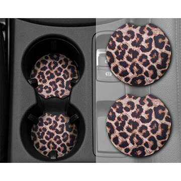 YR 2.75 Inches Car Coasters for Drinks Absorbent, Cute Car Coasters for Women, Removable Cup Holder ...