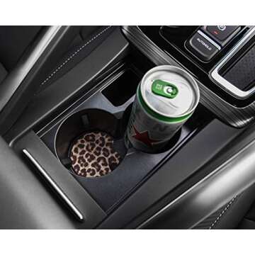 YR 2.75 Inches Car Coasters for Drinks Absorbent, Cute Car Coasters for Women, Removable Cup Holder Coaster for Your Car, Auto Accessories for Women & Girls, Set of 2 -Leopard