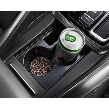 YR 2.75 Inches Car Coasters for Drinks Absorbent, Cute Car Coasters for Women, Removable Cup Holder Coaster for Your Car, Auto Accessories for Women & Girls, Set of 2 -Leopard