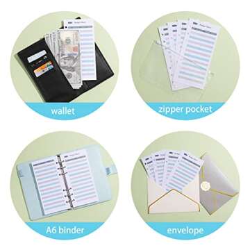 Ndsox 60PCS A6 Budget Sheets for Budget Planner Binder, 6-Holes Expense Budget Tracker Sheets, Spending Tracker Sheets, A6 Budget Binder Inserts Cash Ledger Book Wallet Bill Organizer, Blue