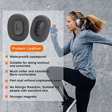 Earrock Earpads for Apple AirPods Max Earpad Replacement Sweat Proof Ear Cushions Airpods Max Ear Pad Earcups with Protein Leather, Memory Foam and Magnet Blue