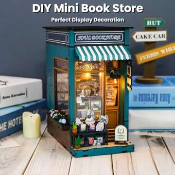 MEINESQIS Book Nook DIY Miniatures Kit - Creative Decorative Bookend Puzzle