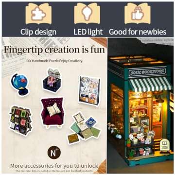 MEINESQIS Book Nook DIY Kit for Creative Decoration