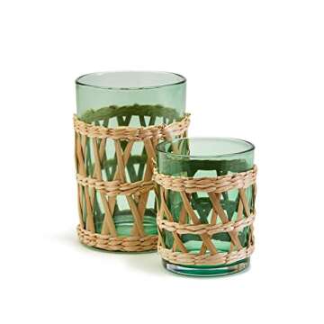 Two's Company Set of 2 Countryside Rattan Weave Cachepots