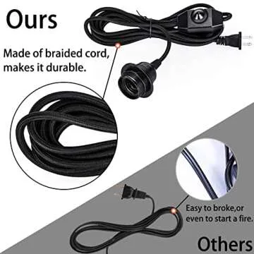 Vintage Plug in Hanging Light Kit, Elibbren Industrial Style Pendant Lighting E26 E27 Lamp Socket 12...