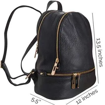 Humble Chic Vegan Leather Backpack Purse for Women - Small Fashion Travel School Book-Bag Casual Shoulder Handbag (Black)