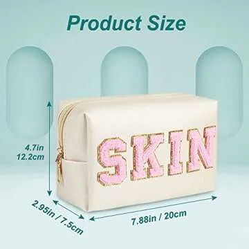 JOINDO Skin Makeup Bag, Skin Care Cosmetic Toiletry Bag, Preppy Makeup bag,Portable Makeup Zipper Po...