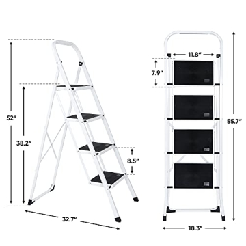 JungleA 4 Step Ladder - Sturdy, Lightweight & Versatile