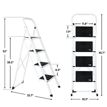 JungleA 4 Step Ladder - Sturdy, Lightweight & Versatile