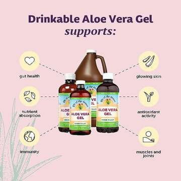 Lily of the Desert Aloe Vera Gel - Inner Fillet Thicker Consistency Aloe Vera Drink with Natural Vitamins,Digestive Enzymes for Gut Health, Stomach Relief, Wellness, Glowing Skin, 32 Fl Oz (Pack of 2)