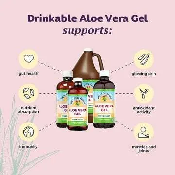 Lily of the Desert Aloe Vera Gel - Inner Fillet Thicker Consistency Aloe Vera Drink with Natural Vitamins,Digestive Enzymes for Gut Health, Stomach Relief, Wellness, Glowing Skin, 32 Fl Oz (Pack of 2)