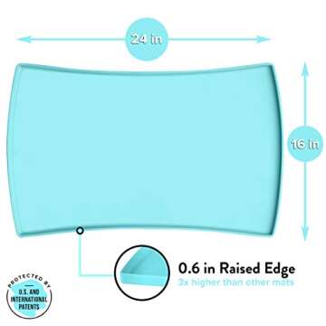 CatGuru Cat Food Mat, Small & Large Pet Food Mat, 100% Waterproof Cat Mat for Food and Water, Silicone Mat for Cat Bowls, Non-Slip Mat for Cat Food and Water Bowl or Cat Water Fountain (Large, Aruba)